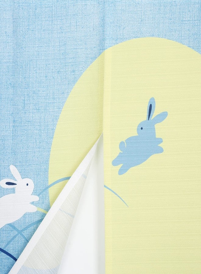 Moslovstar Japanese Noren Door Curtain Bunnies Frolicking Under Moon Printing Doorway Curtain Home Privacy Partition Decor, 33.5 Inch by 59.1 Inch, Blue - Image 5